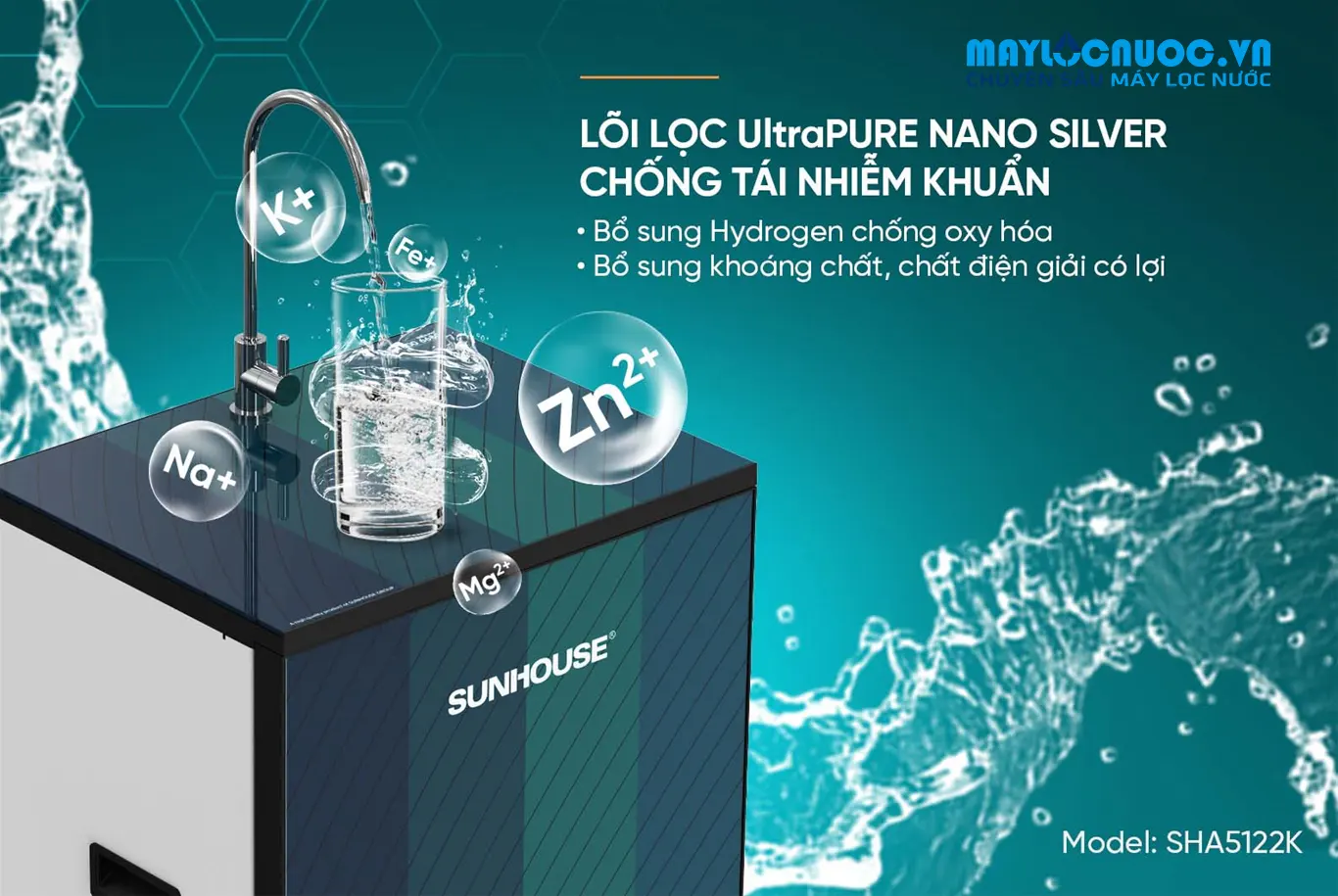 MÁY LỌC NƯỚC RO SUNHOUSE SHA5122K-09 LÕI 